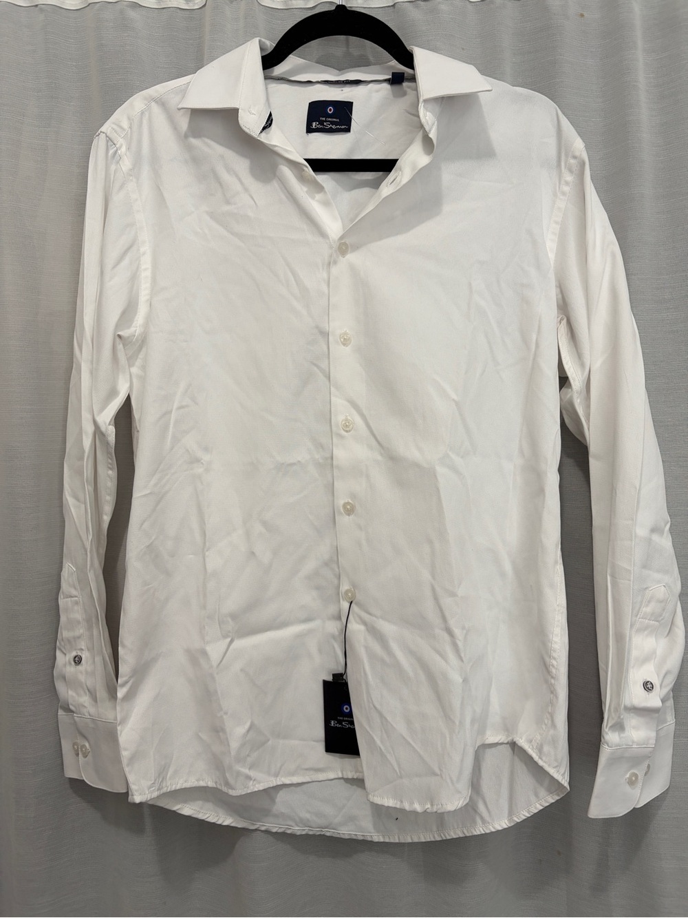 NWT Ben Sherman White Men's Long-Sleeve Button-Up Dress Shirt - Sz medium slim